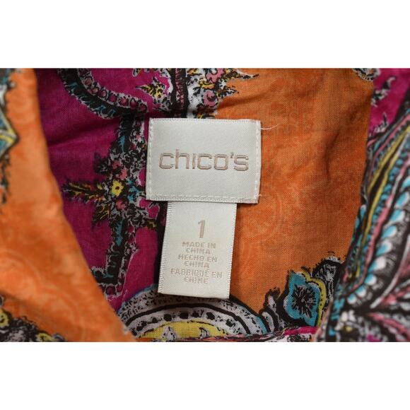 Chico's Womens Top Size Plus 1 Long Sleeve Button Top Multicolor Unique - Picture 7 of 8